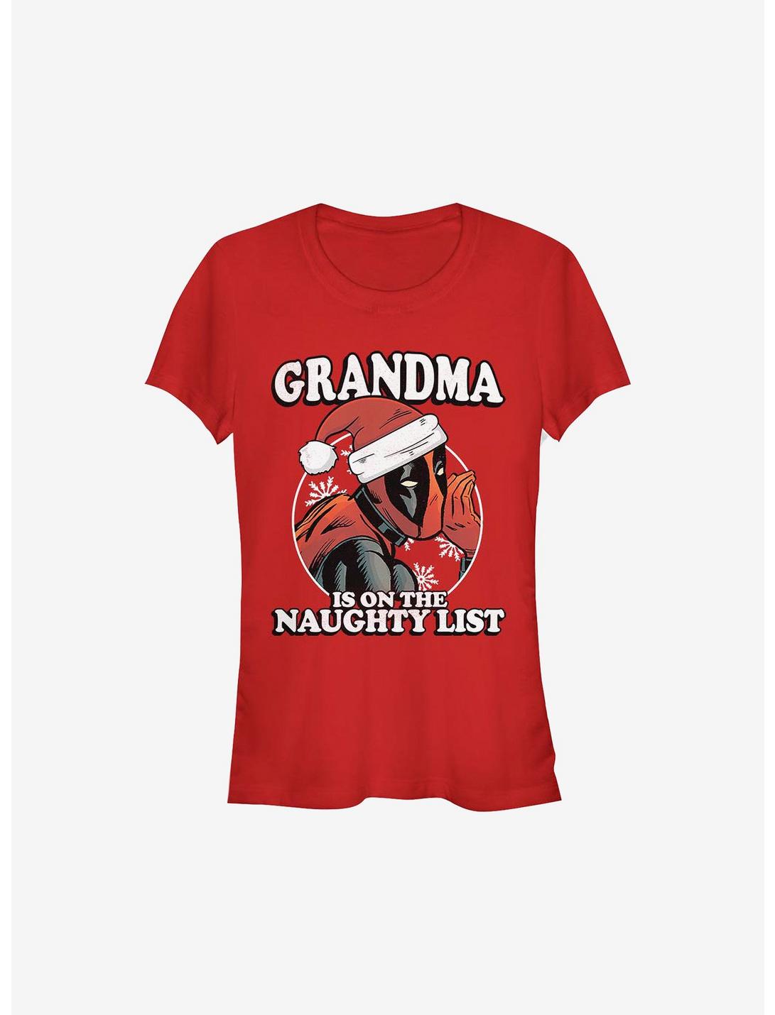 Marvel Deadpool Grandma Is On The Naughty List Holiday Girls T-Shirt, RED, hi-res