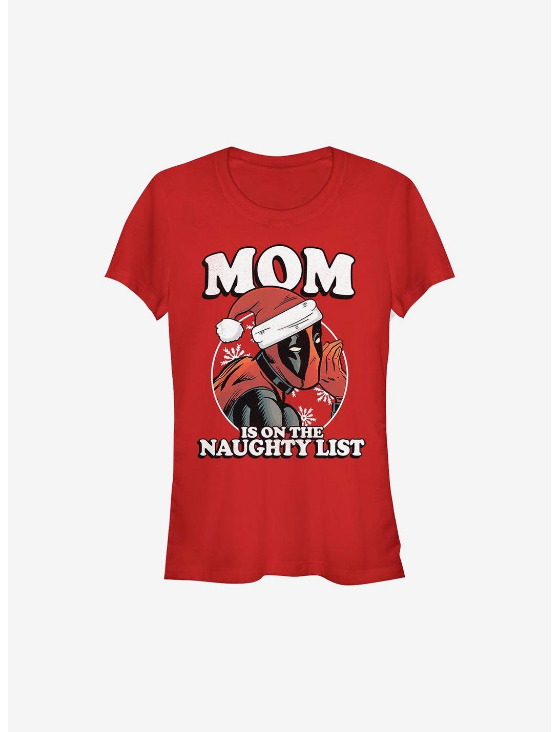 Marvel Deadpool Mom Is On The Naughty List Holiday Girls T-Shirt, RED, hi-res