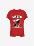 Marvel Deadpool Sister Is On The Naughty List Holiday Girls T-Shirt, RED, hi-res
