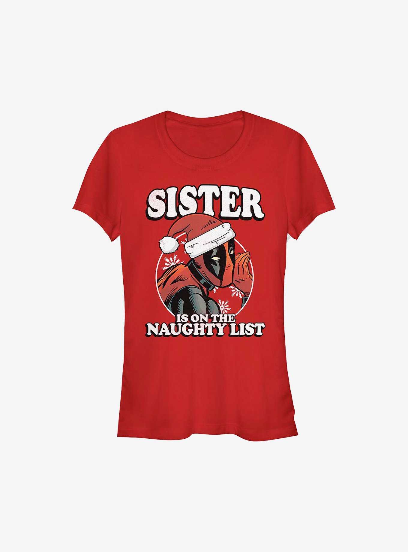 Marvel Deadpool Sister Is On The Naughty List Holiday Girls T-Shirt, , hi-res