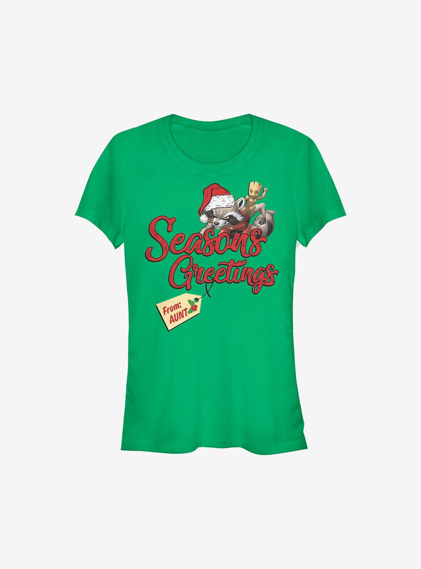 Marvel Guardians Of The Galaxy Rocket Greetings From Aunt Holiday Girls T-Shirt, KELLY, hi-res