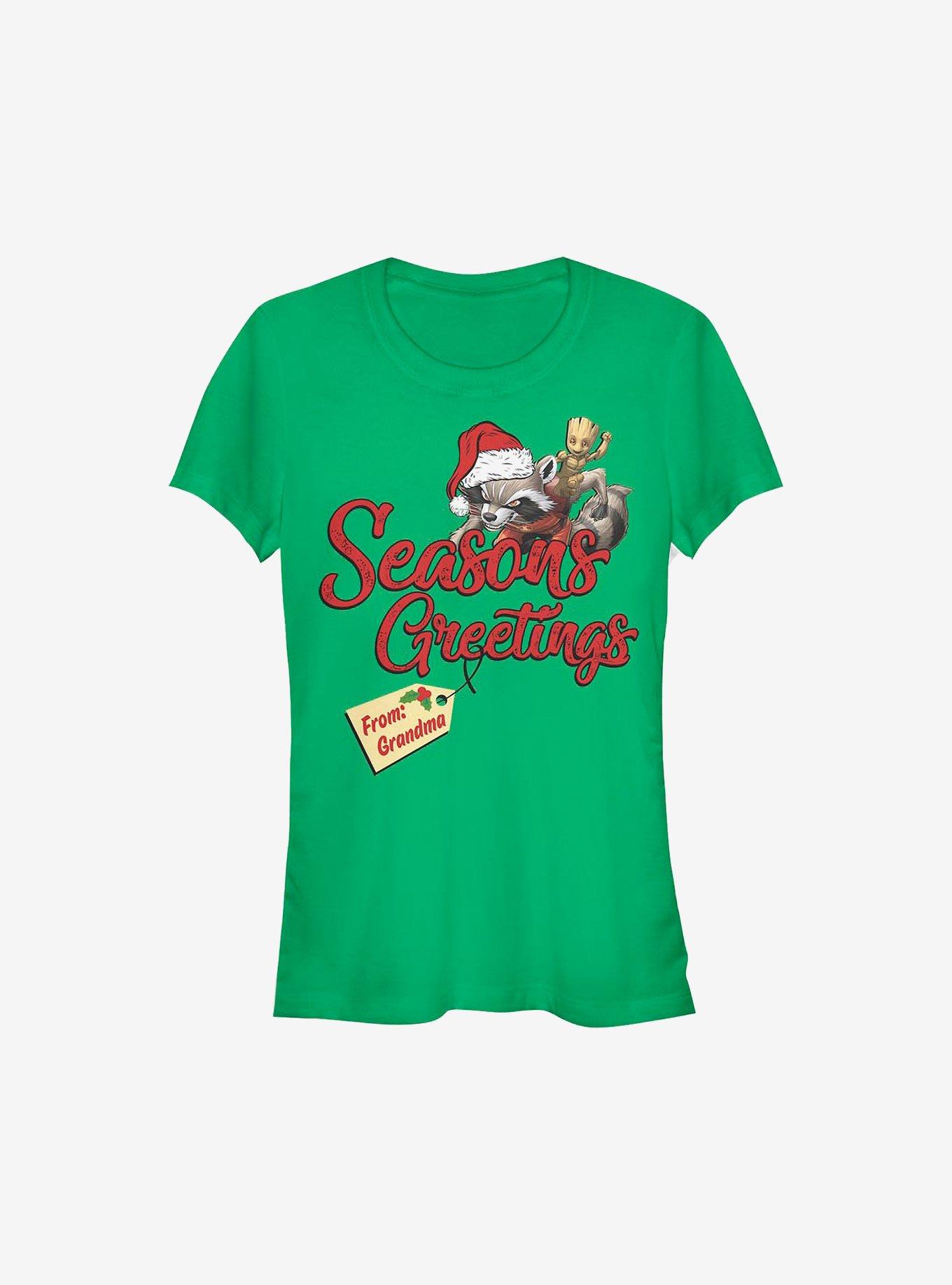 Marvel Guardians Of The Galaxy Rocket Greetings From Grandma Holiday Girls T-Shirt, KELLY, hi-res