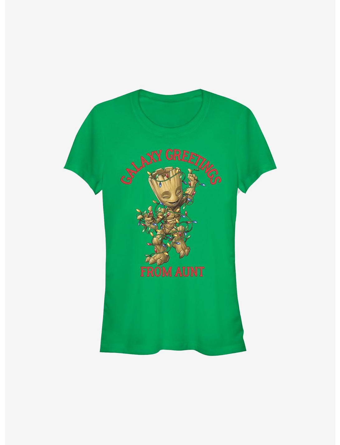 Marvel Guardians Of The Galaxy Christmas Groot Greetings From Aunt Girls T-Shirt, KELLY, hi-res