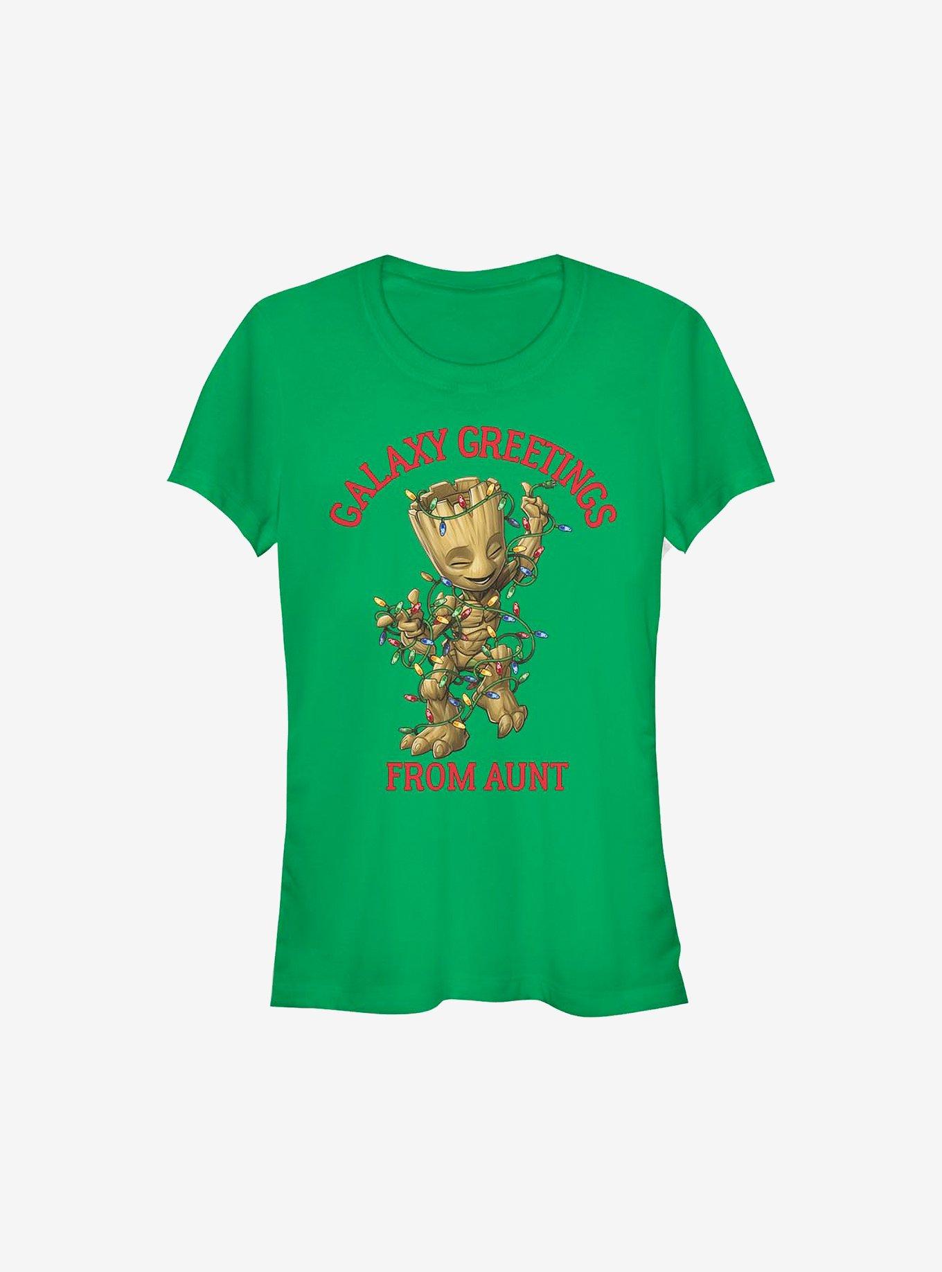 Marvel Guardians Of The Galaxy Christmas Groot Greetings From Aunt Girls T-Shirt, , hi-res