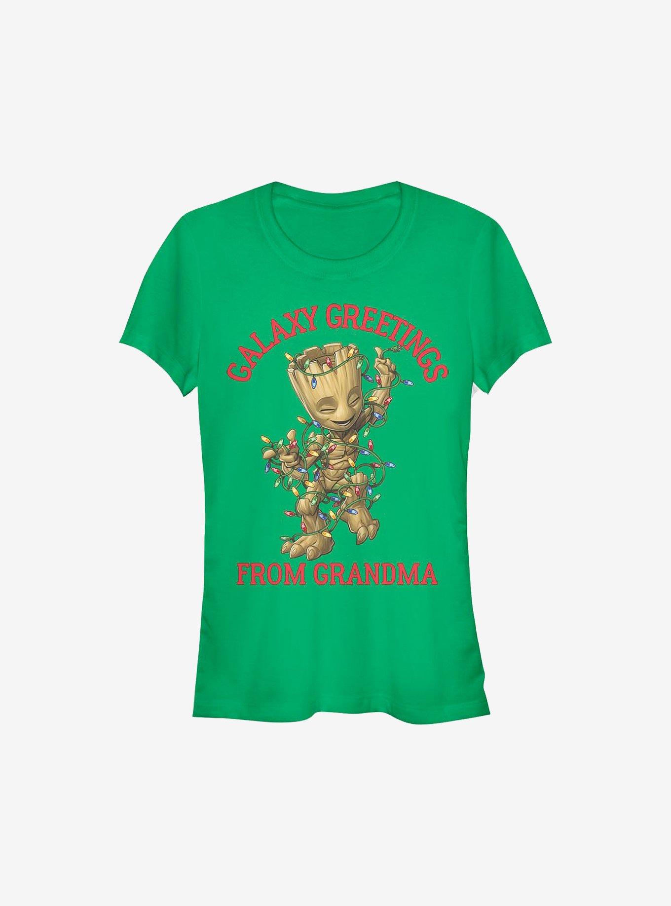 Marvel Guardians Of The Galaxy Christmas Groot Greetings From Grandma Girls T-Shirt