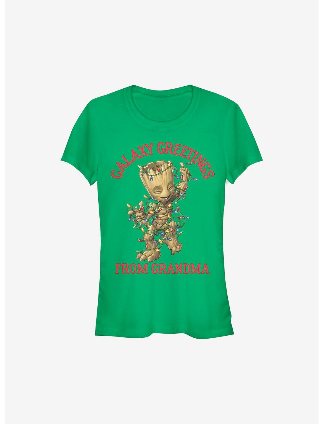 Marvel Guardians Of The Galaxy Christmas Groot Greetings From Grandma Girls T-Shirt, KELLY, hi-res