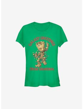 Marvel Guardians Of The Galaxy Christmas Groot Greetings From Grandma Girls T-Shirt, , hi-res