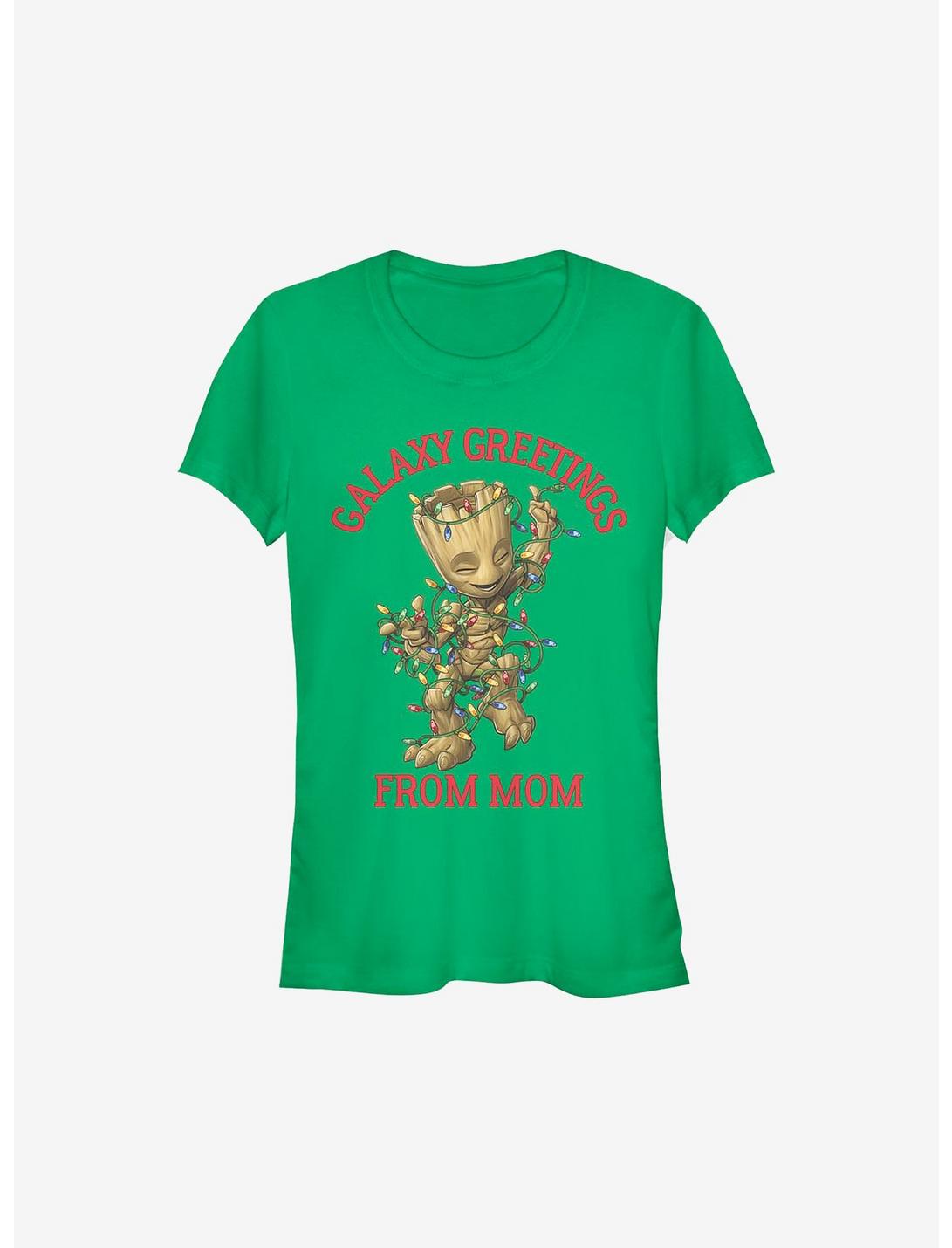 Marvel Guardians Of The Galaxy Christmas Groot Greetings From Mom Girls T-Shirt, KELLY, hi-res