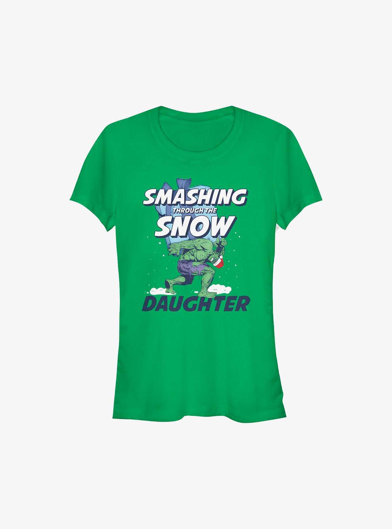 Marvel Hulk Smashing Through The Snow Daughter Holiday Girls T-Shirt, , hi-res