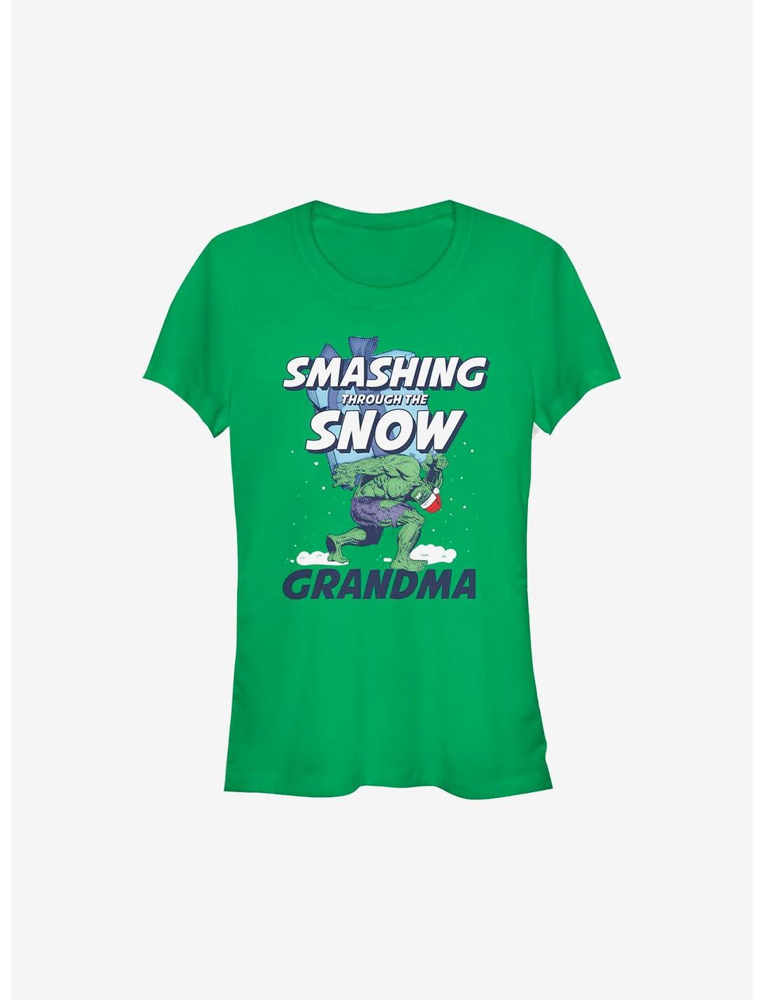 Marvel Hulk Smashing Through The Snow Grandma Holiday Girls T-Shirt, KELLY, hi-res