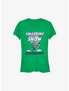 Marvel Hulk Smashing Through The Snow Grandma Holiday Girls T-Shirt, , hi-res
