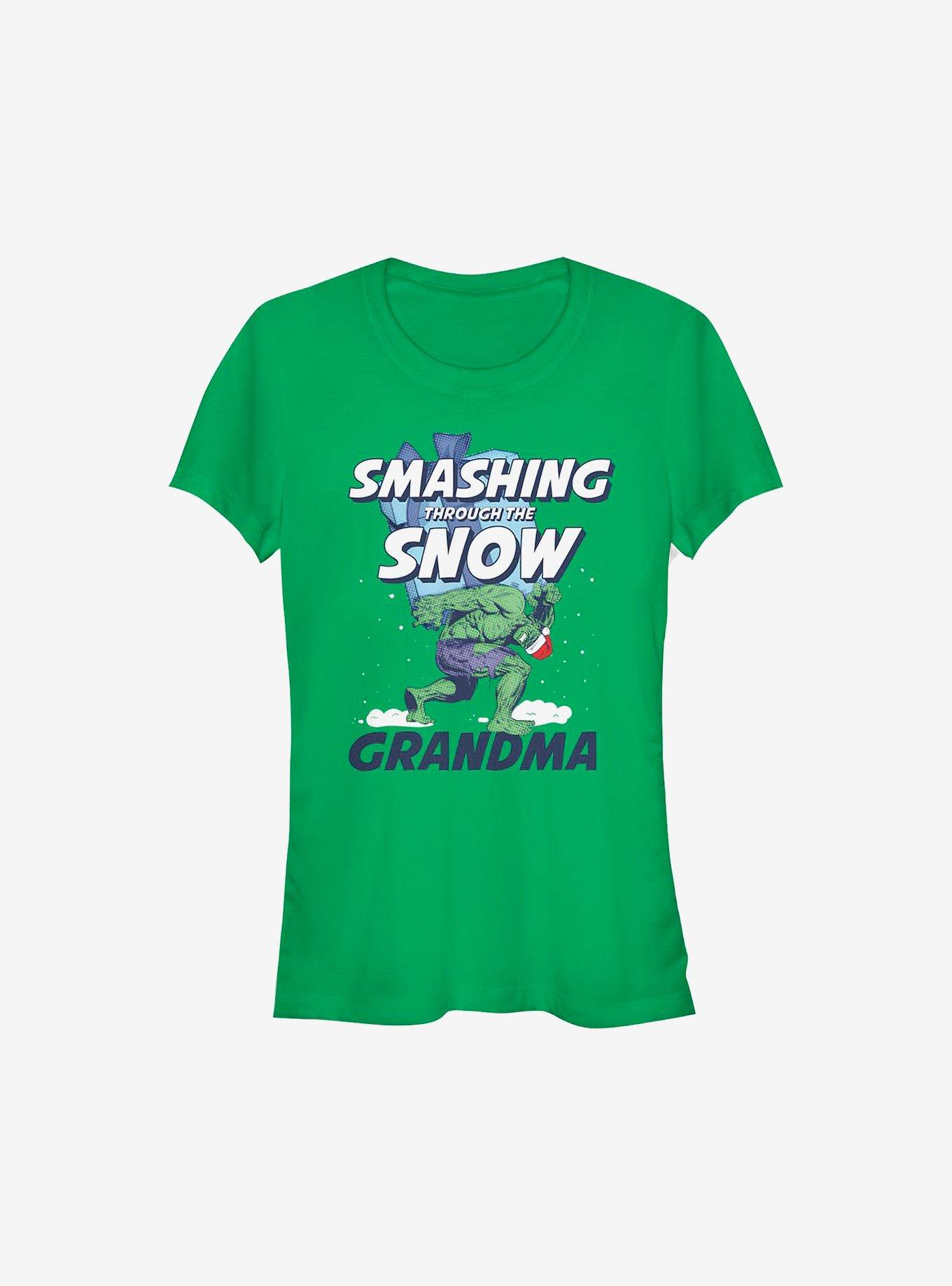 Marvel Hulk Smashing Through The Snow Grandma Holiday Girls T-Shirt, KELLY, hi-res