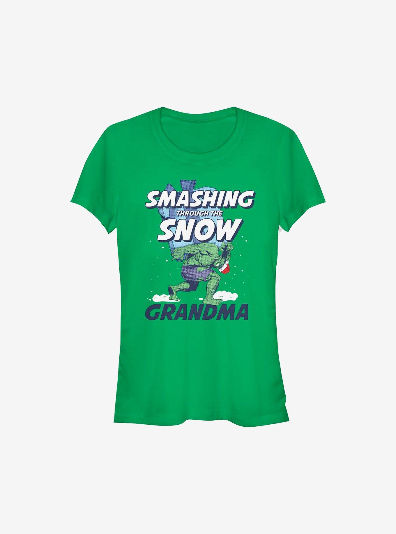 Marvel Hulk Smashing Through The Snow Grandma Holiday Girls T-Shirt, , hi-res