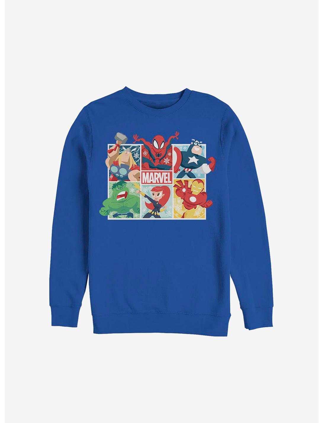 Marvel Avengers Hero Squares Holiday Sweatshirt, ROYAL, hi-res
