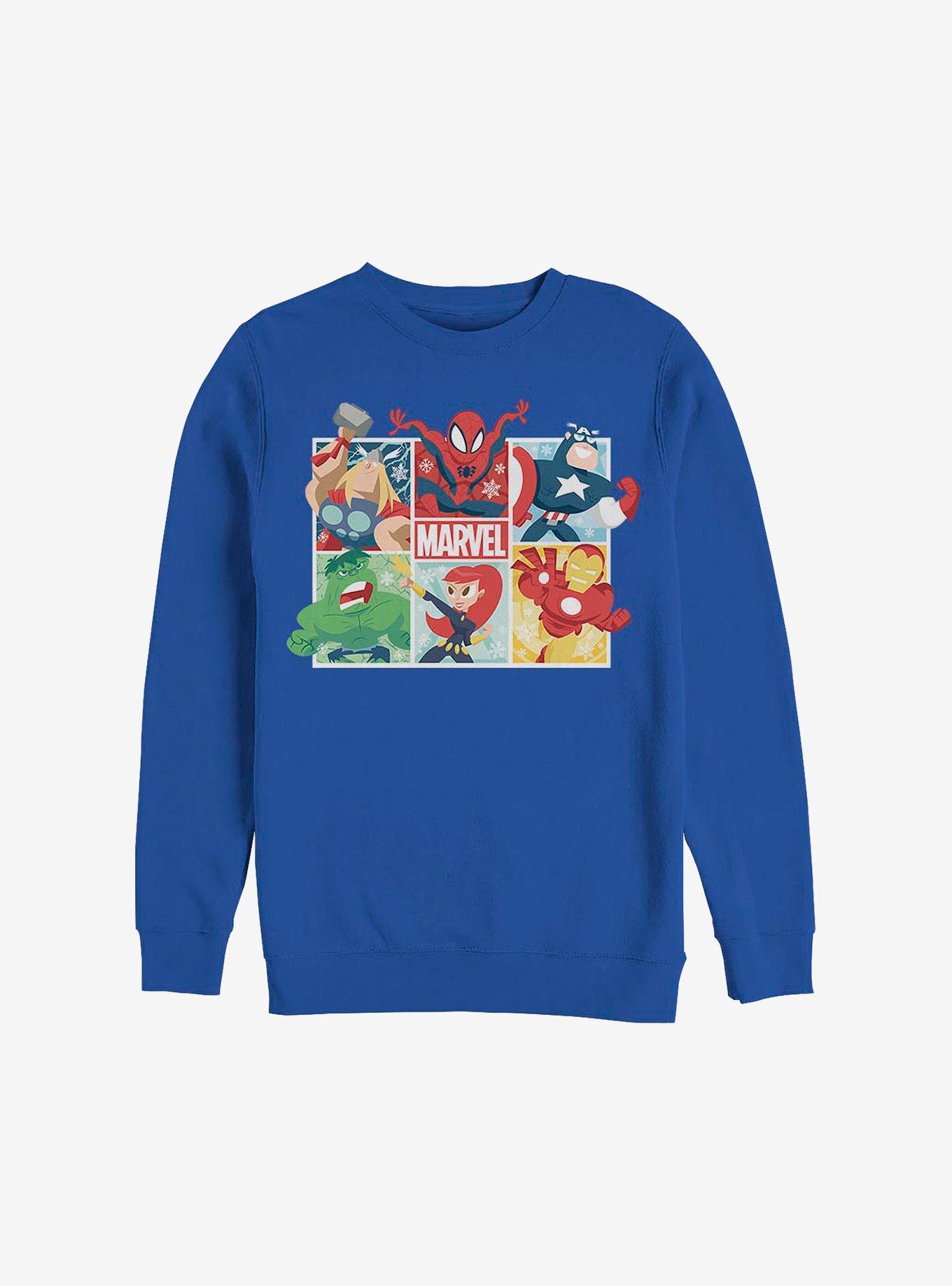 Marvel Avengers Hero Squares Holiday Sweatshirt, ROYAL, hi-res