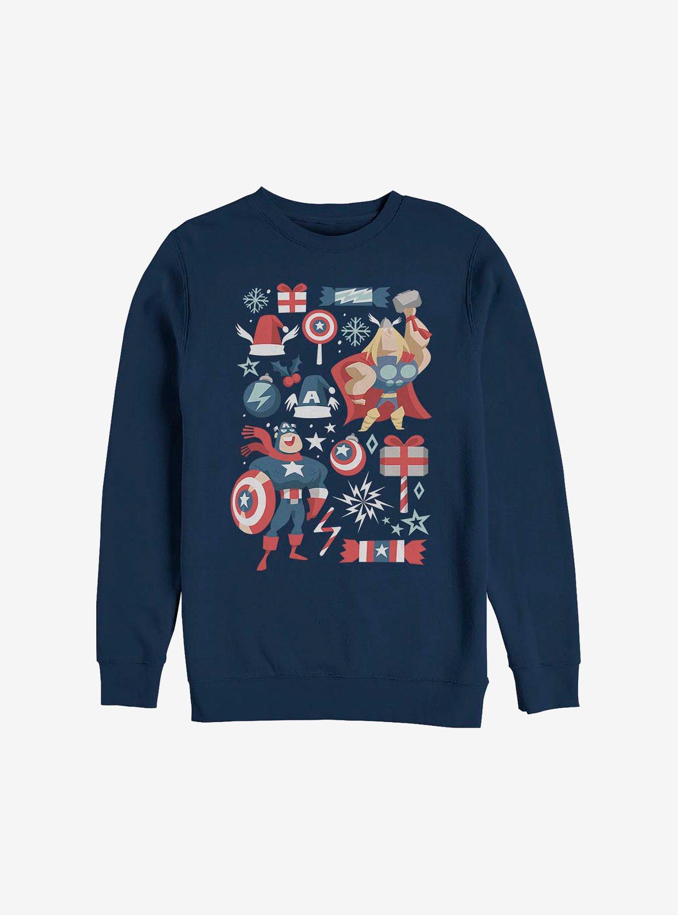 Marvel Avengers Holiday Mashup Sweatshirt, NAVY, hi-res