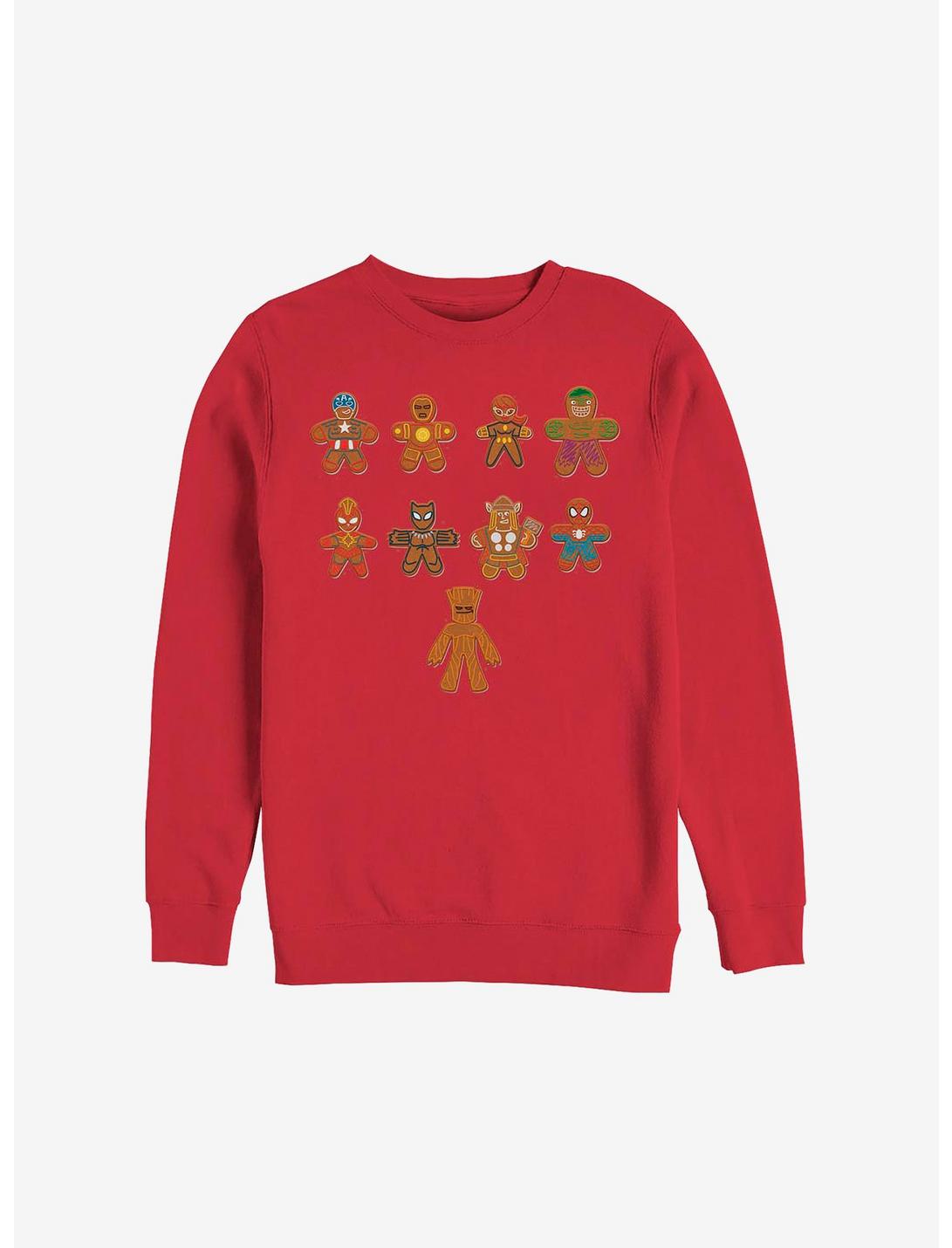 Marvel Avengers Lined Up Cookies Holiday Sweatshirt, RED, hi-res