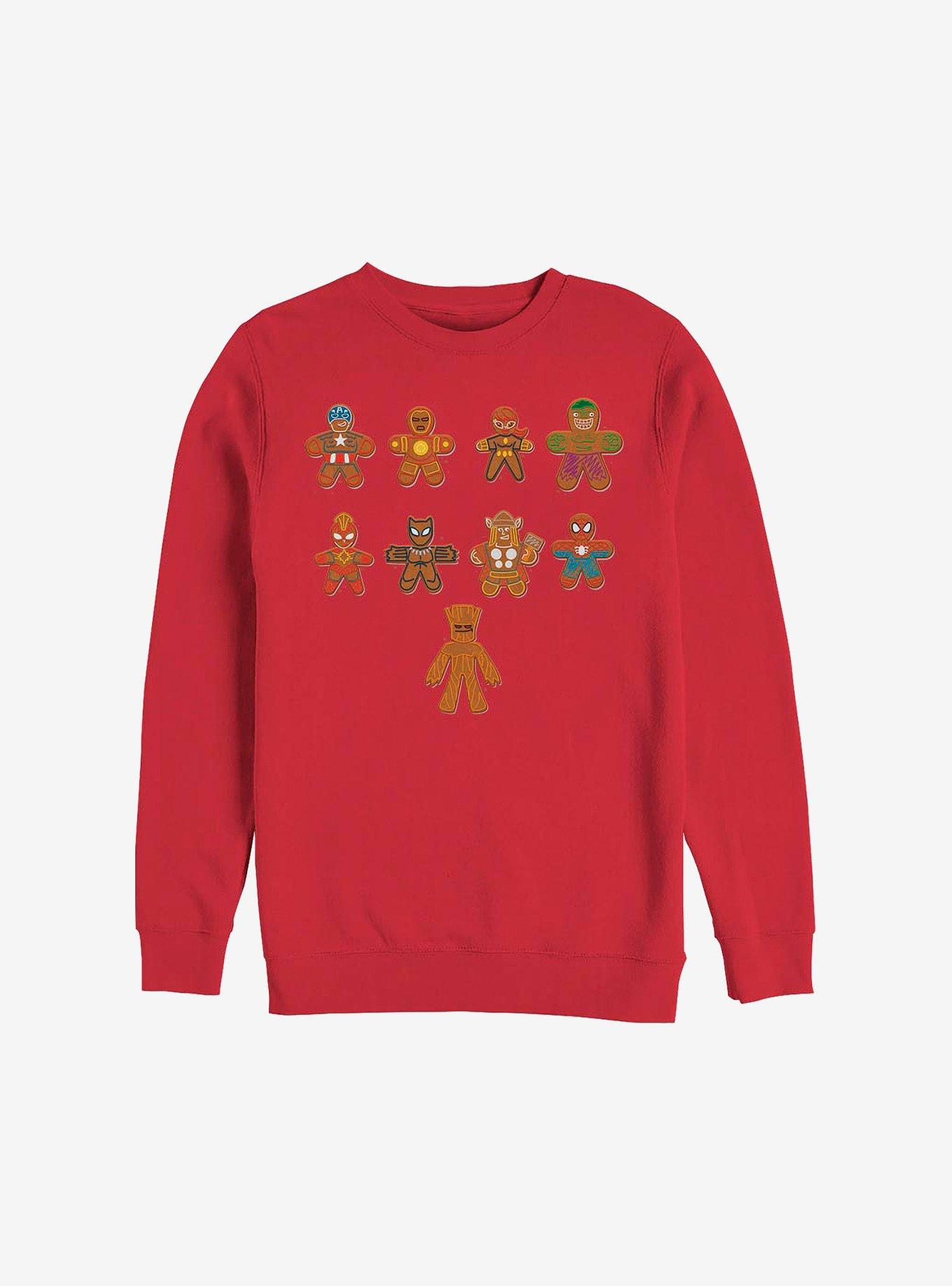 Marvel Avengers Lined Up Cookies Holiday Sweatshirt, RED, hi-res