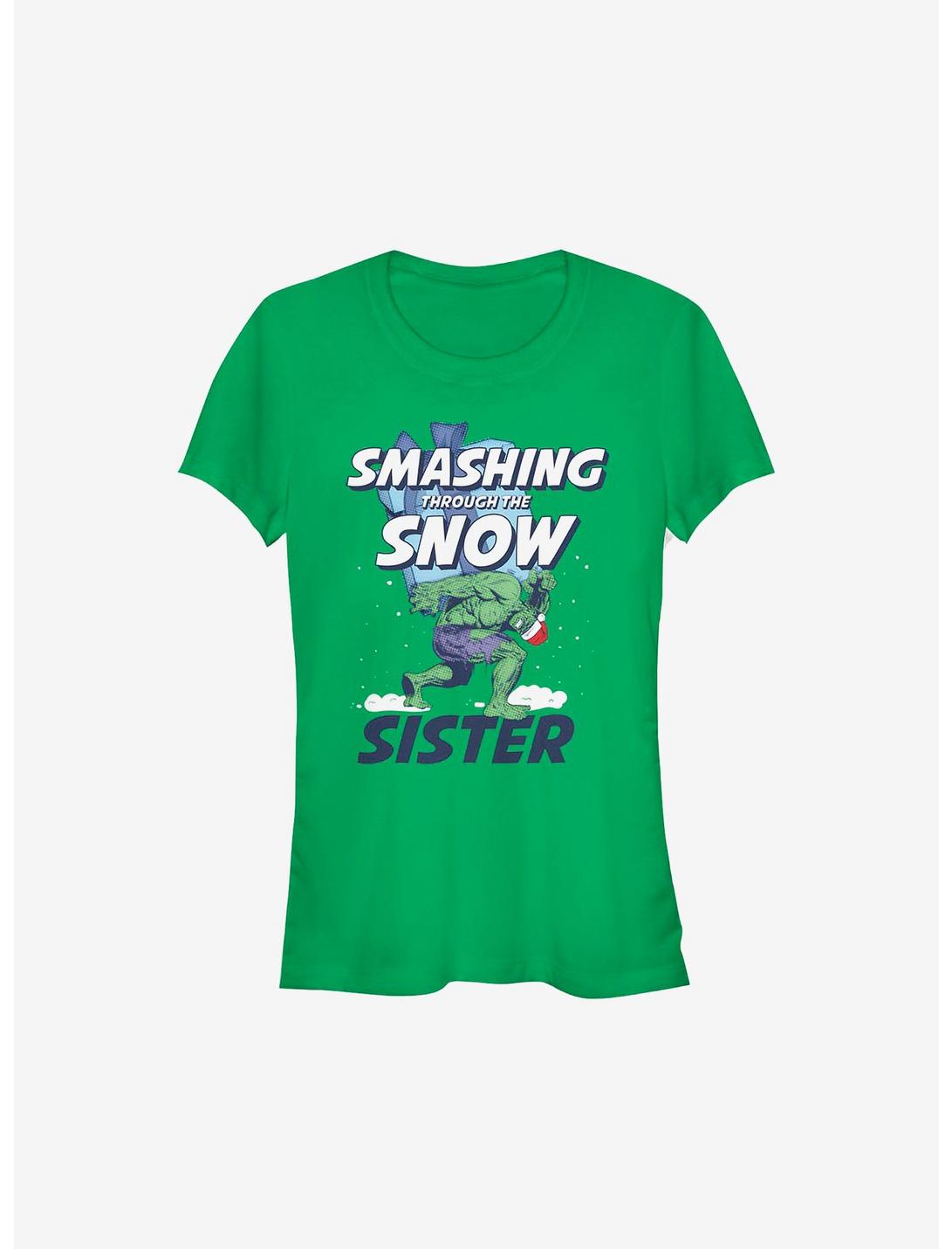 Marvel Hulk Smashing Through The Snow Sister Holiday Girls T-Shirt, KELLY, hi-res