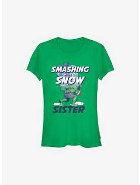 Marvel Hulk Smashing Through The Snow Sister Holiday Girls T-Shirt, , hi-res