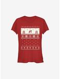Super Mario Cream Christmas Pattern Girls T-Shirt, RED, hi-res