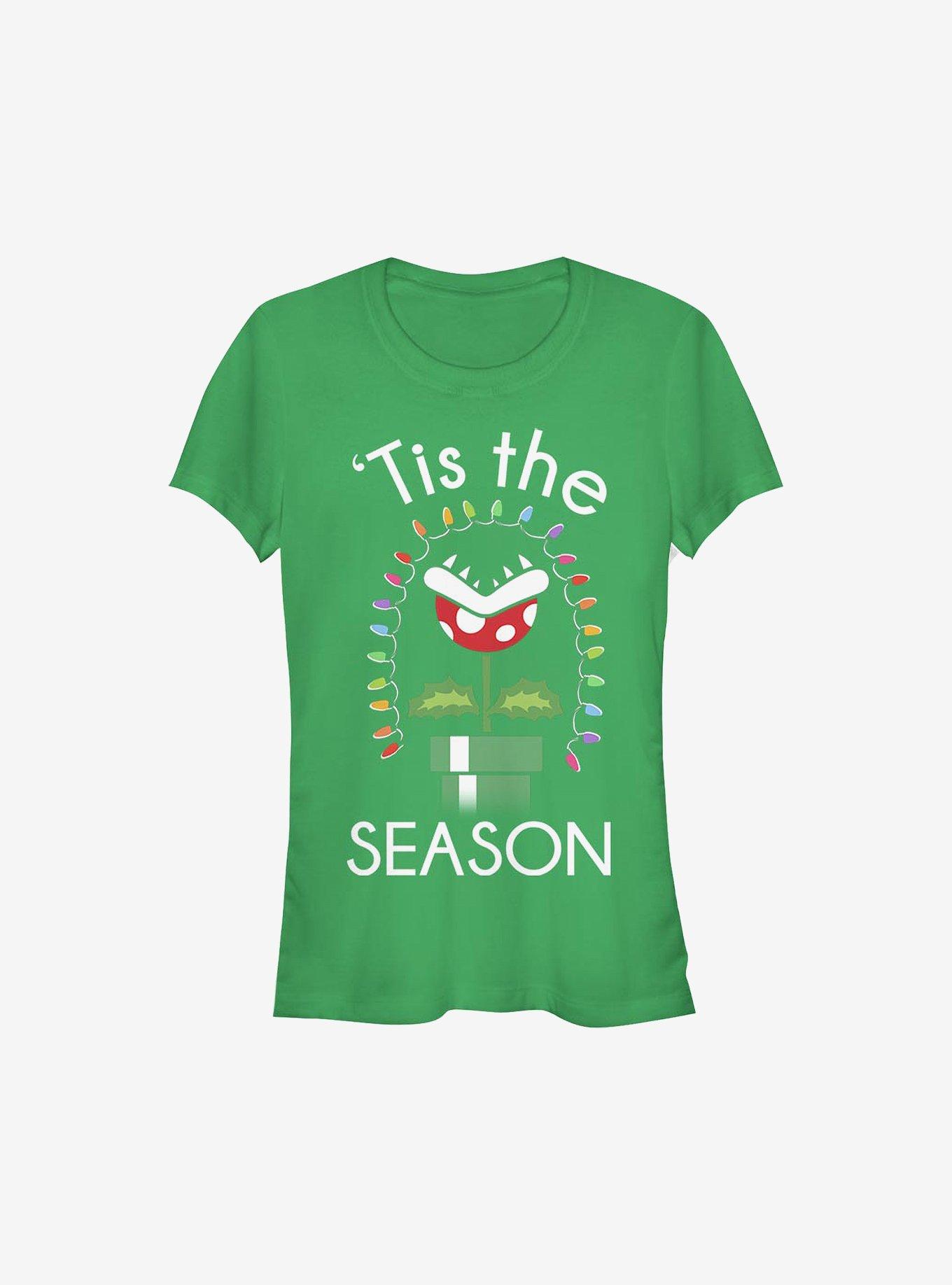 Super Mario 'Tis The Season Christmas Piranha Girls T-Shirt, KELLY, hi-res