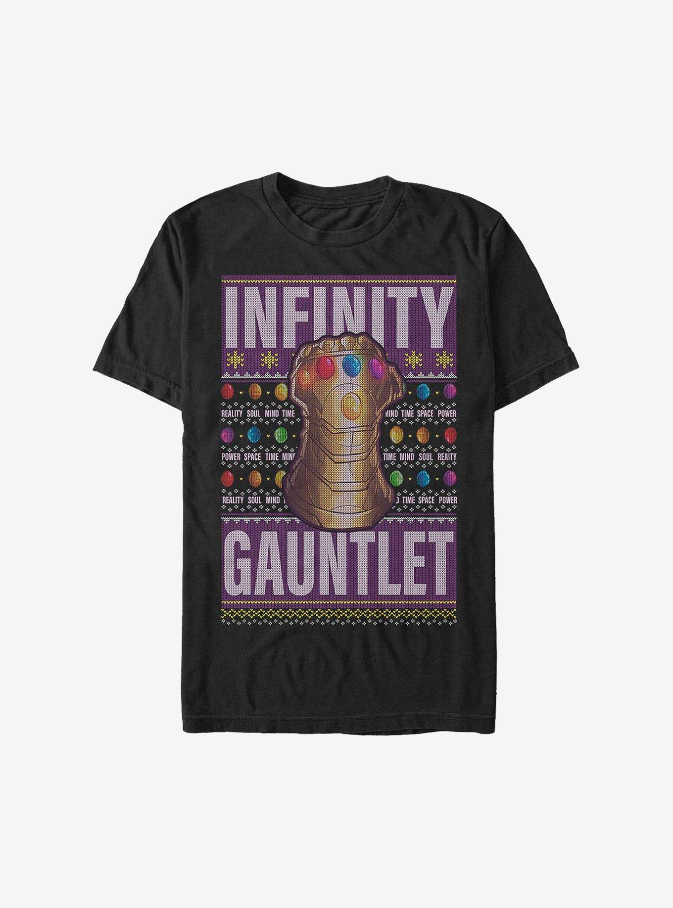 Marvel Avengers Gauntlet Christmas Pattern T-Shirt, BLACK, hi-res