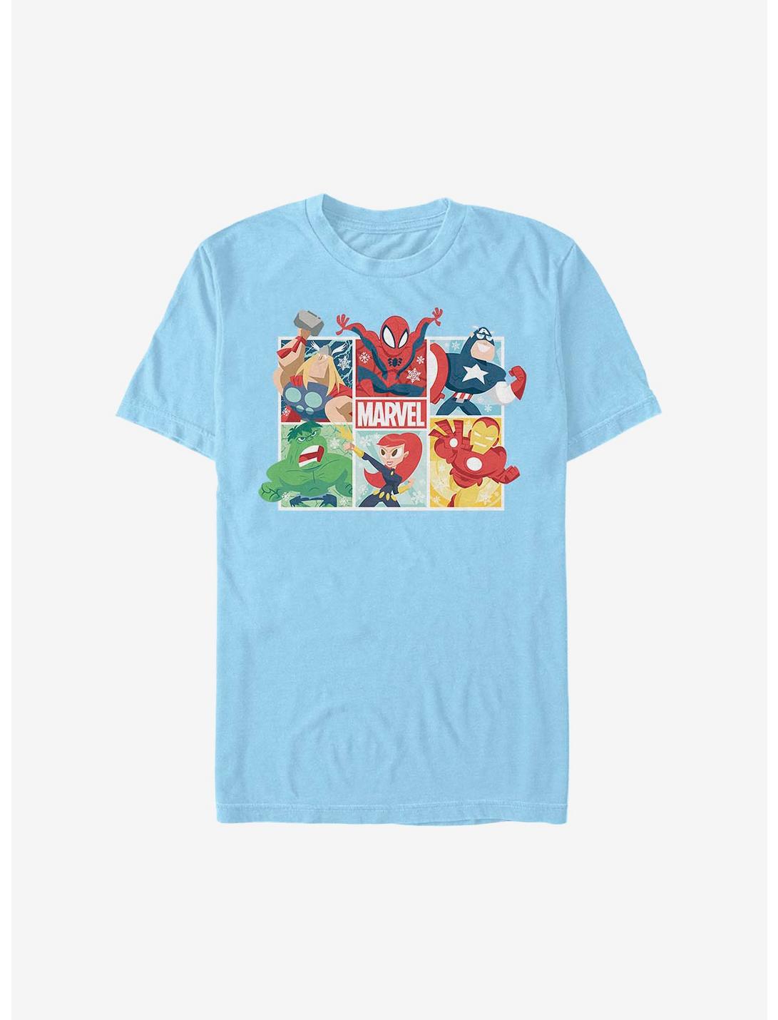 Marvel Avengers Hero Squares Holiday T-Shirt, LT BLUE, hi-res