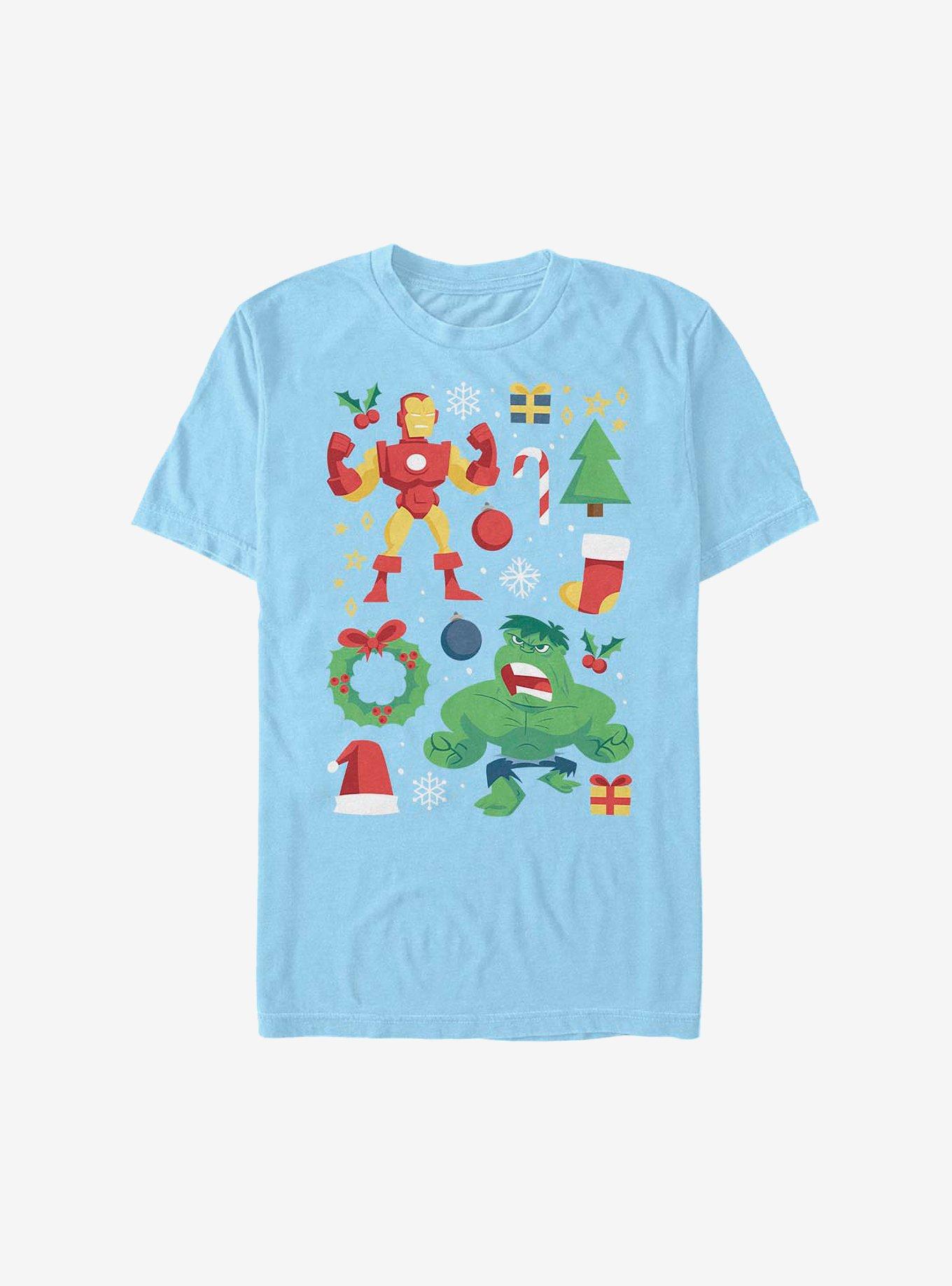 Marvel Avengers Holiday Cheer T-Shirt, LT BLUE, hi-res