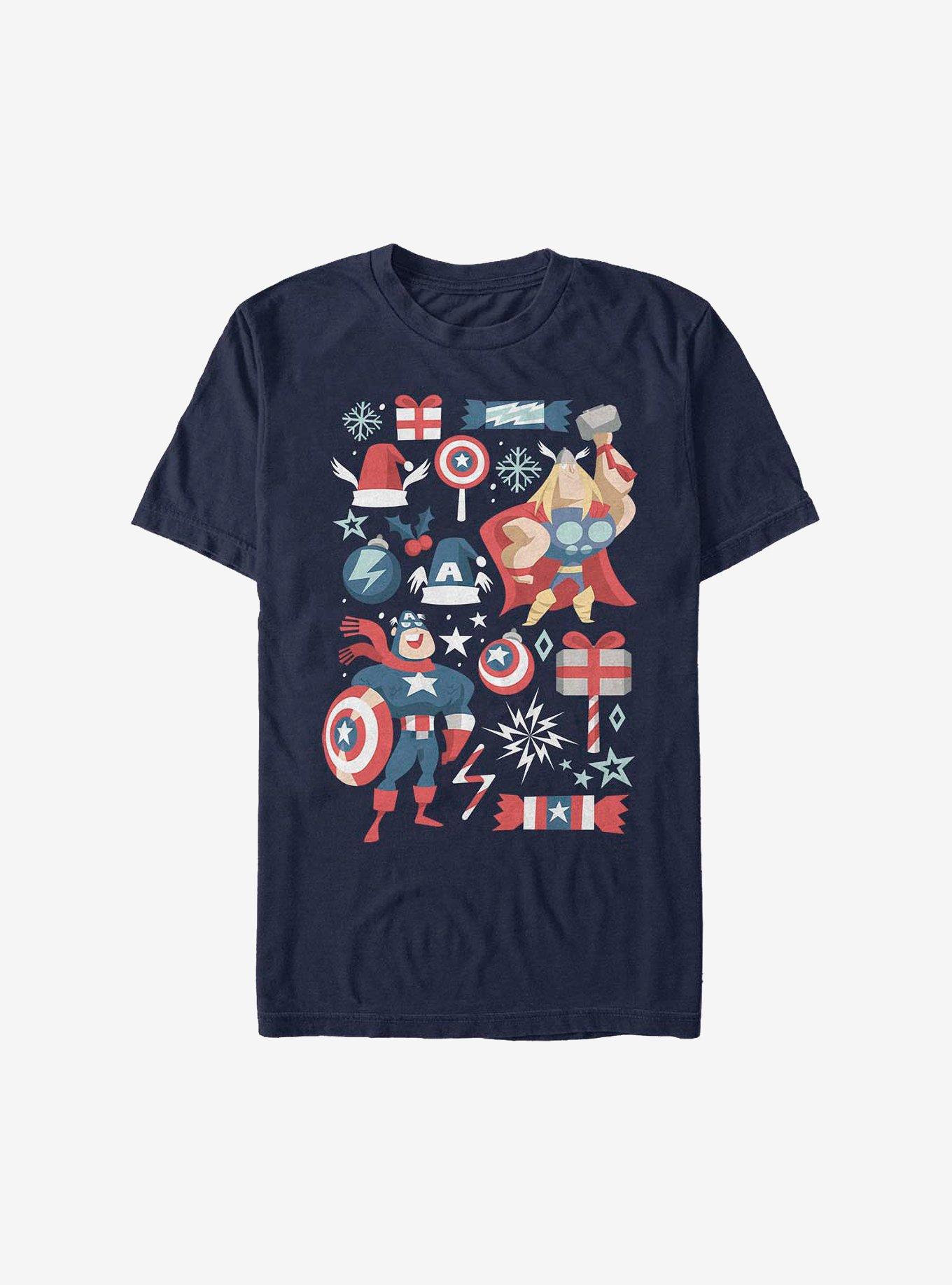 Marvel Avengers Holiday Mashaup T-Shirt, NAVY, hi-res