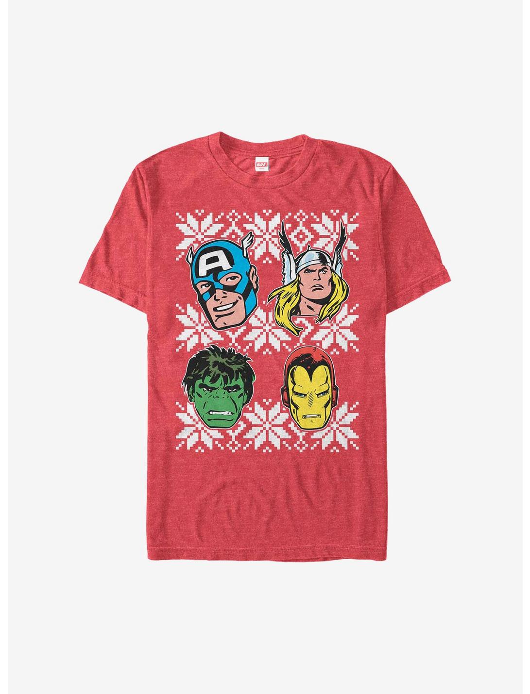 Marvel Avengers Super Heads Holiday T-Shirt, RED HTR, hi-res
