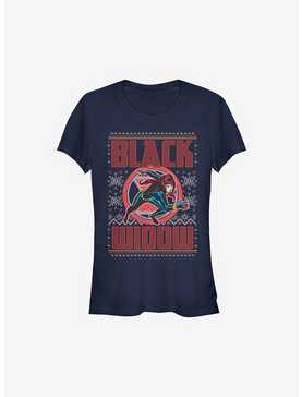Marvel Black Widow Ugly Holiday Girls T-Shirt, NAVY, hi-res