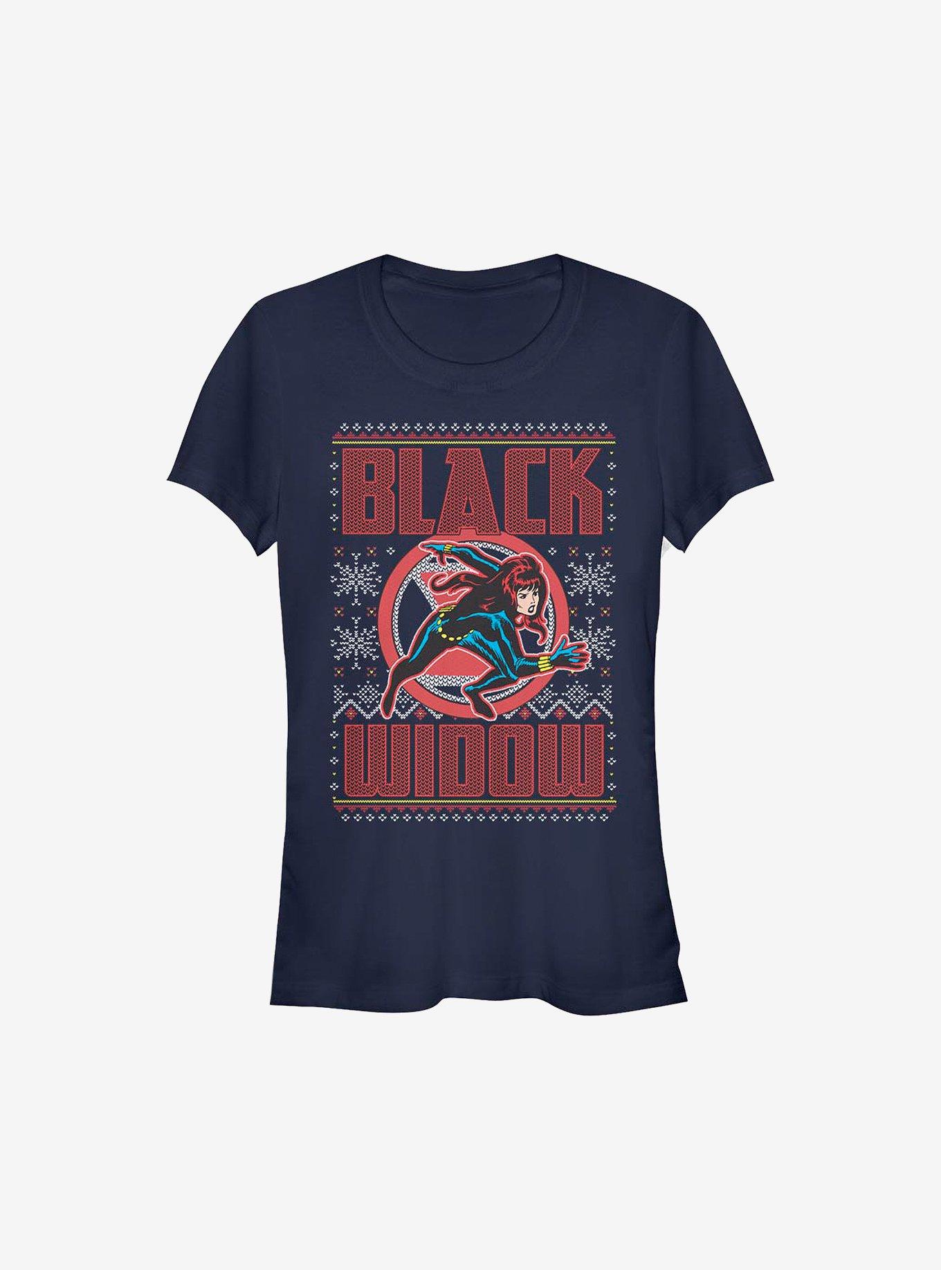 Marvel Black Widow Christmas Pattern Girls T-Shirt, , hi-res