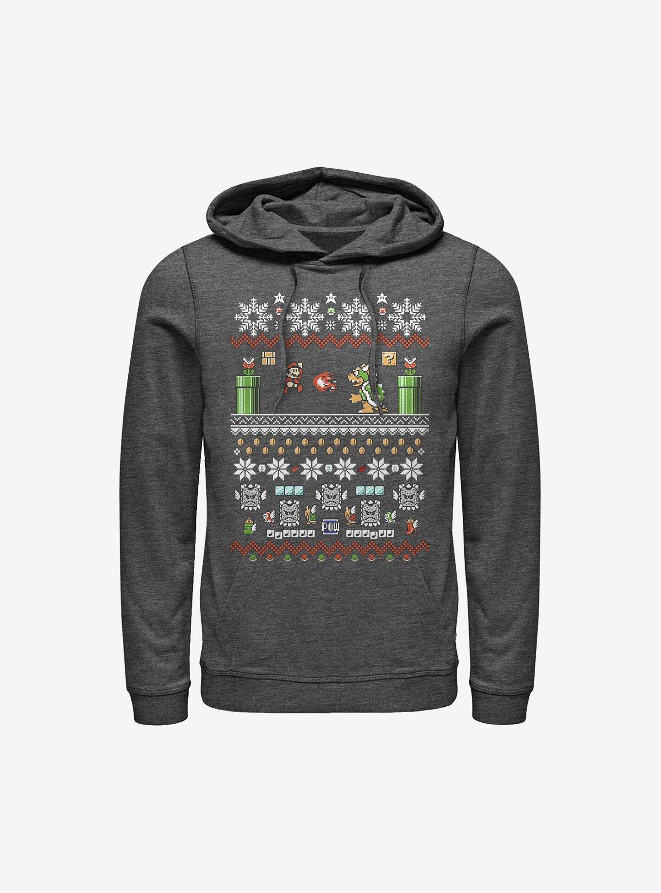 Super Mario Christmas Game Hoodie, CHAR HTR, hi-res