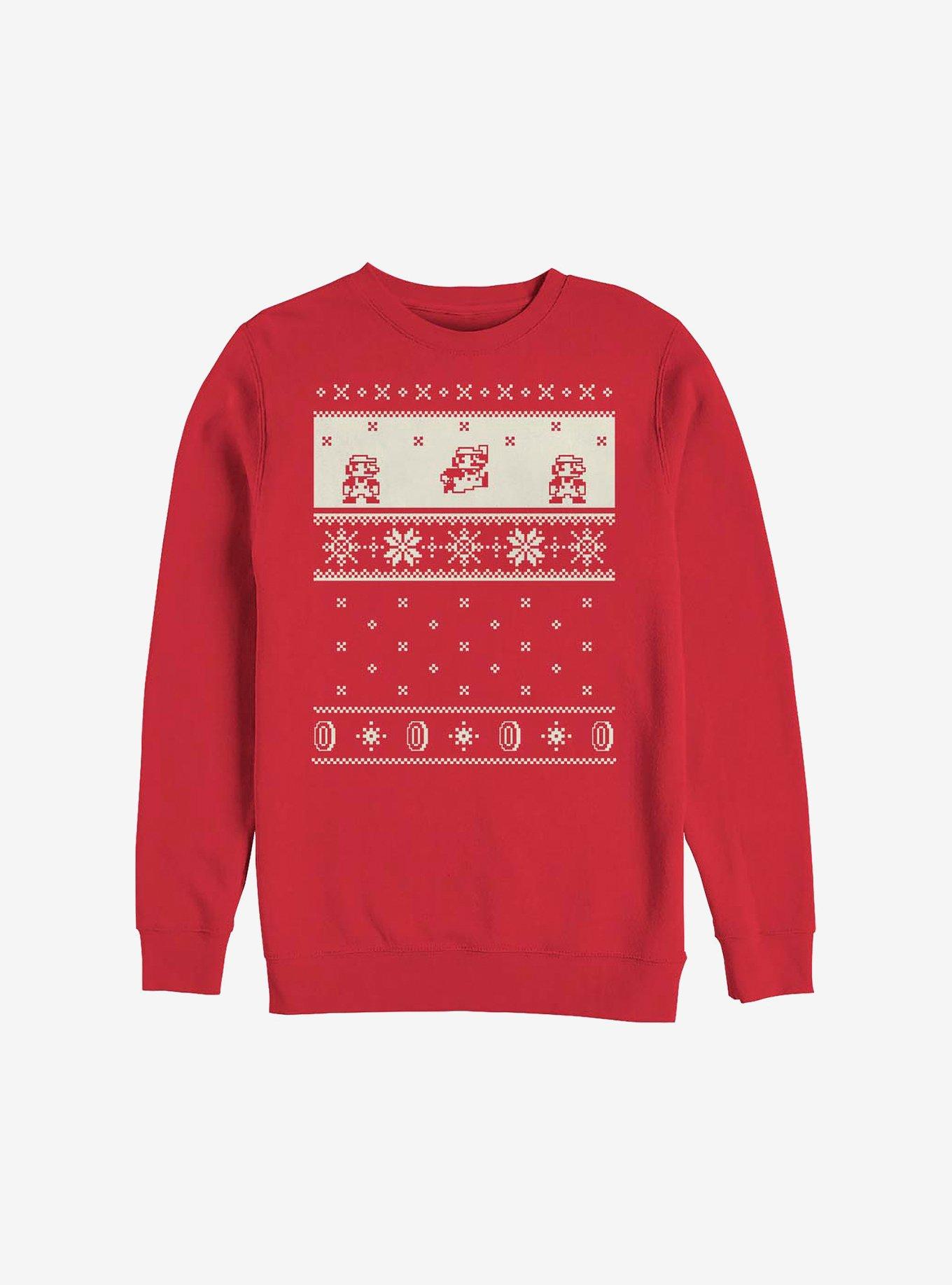 Super Mario Christmas Cream Pattern Sweatshirt, RED, hi-res