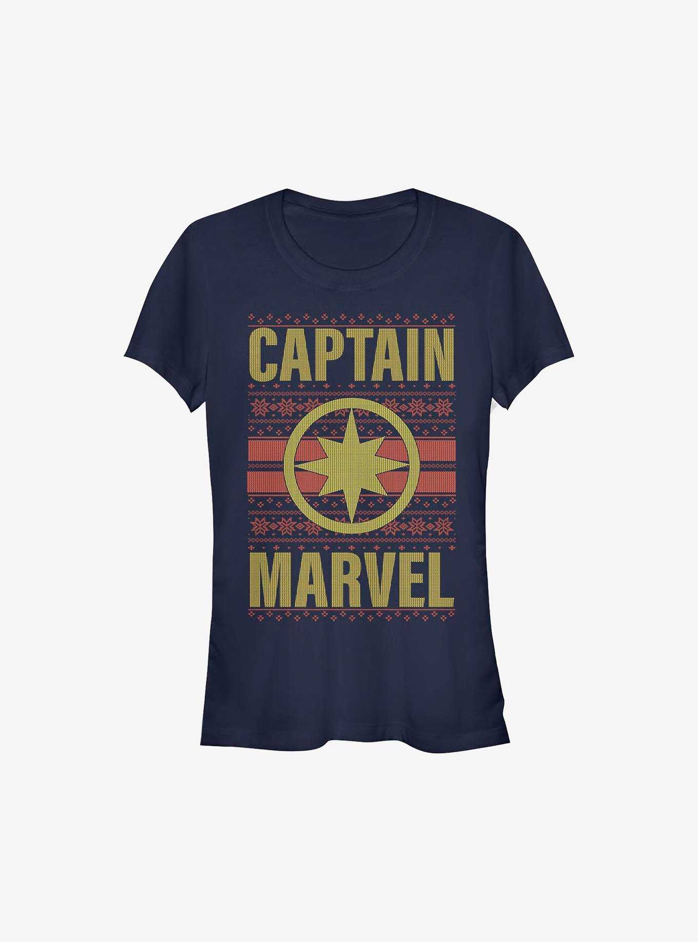 Marvel Captain Marvel Christmas Pattern Sweater Girls T-Shirt, , hi-res