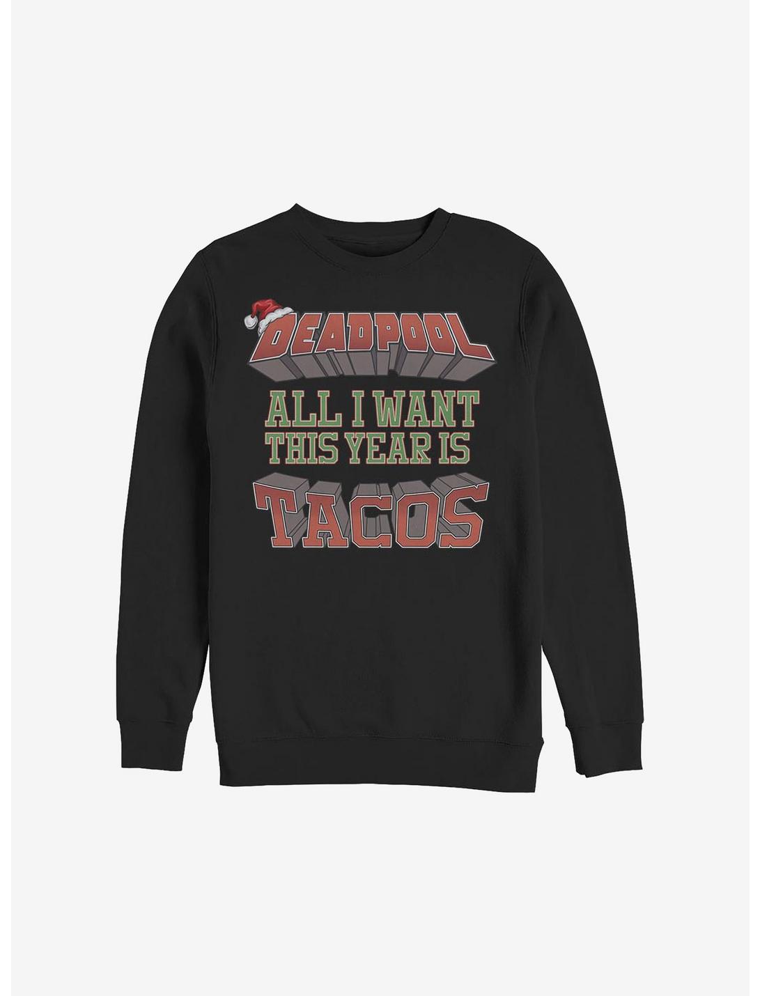 Marvel Deadpool Tacos This Year Holiday Sweatshirt, BLACK, hi-res
