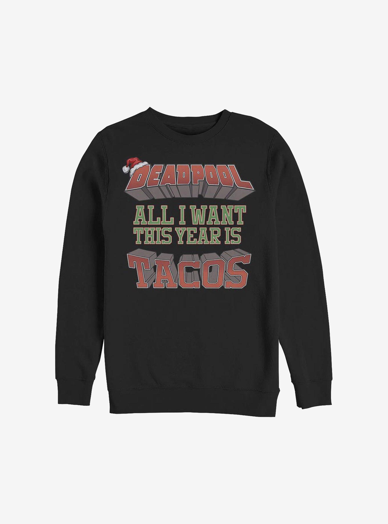 Marvel Deadpool Tacos This Year Holiday Sweatshirt, BLACK, hi-res