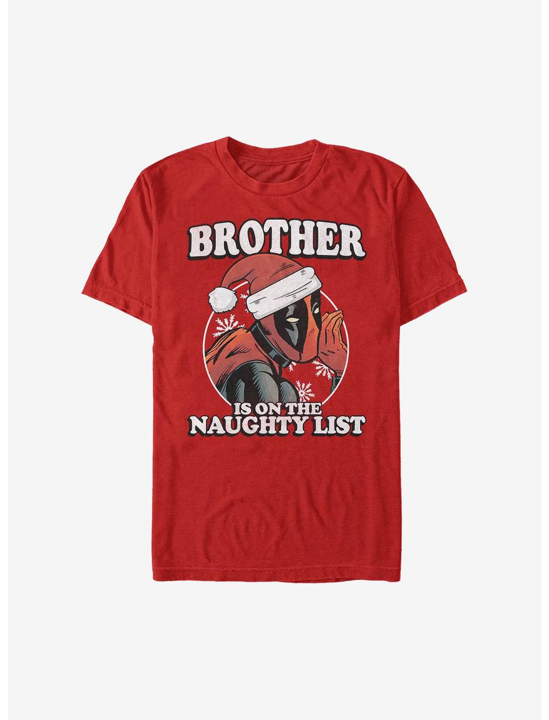 Marvel Deadpool Brother Is On the Naughty List Holiday T-Shirt, RED, hi-res