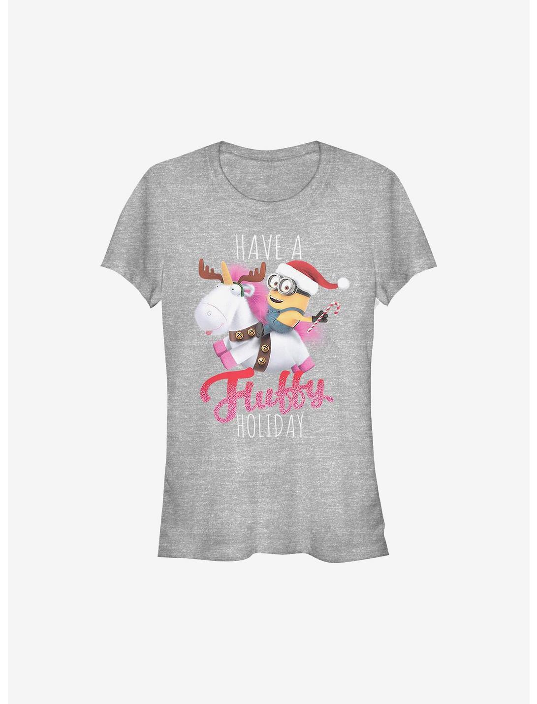 Minion Fluffy Holiday Girls T-Shirt, ATH HTR, hi-res