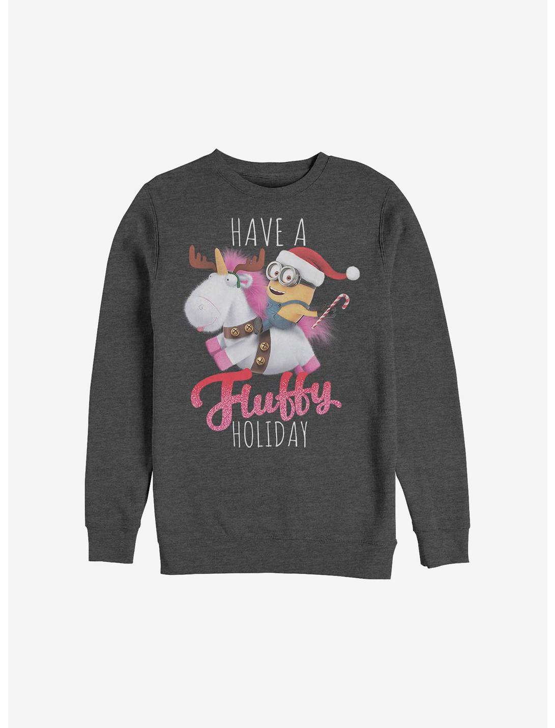 Minion Fluffy Holiday Sweatshirt, CHAR HTR, hi-res