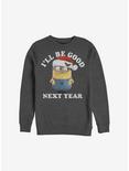 Minion I'll Be Good Holiday Sweatshirt, CHAR HTR, hi-res
