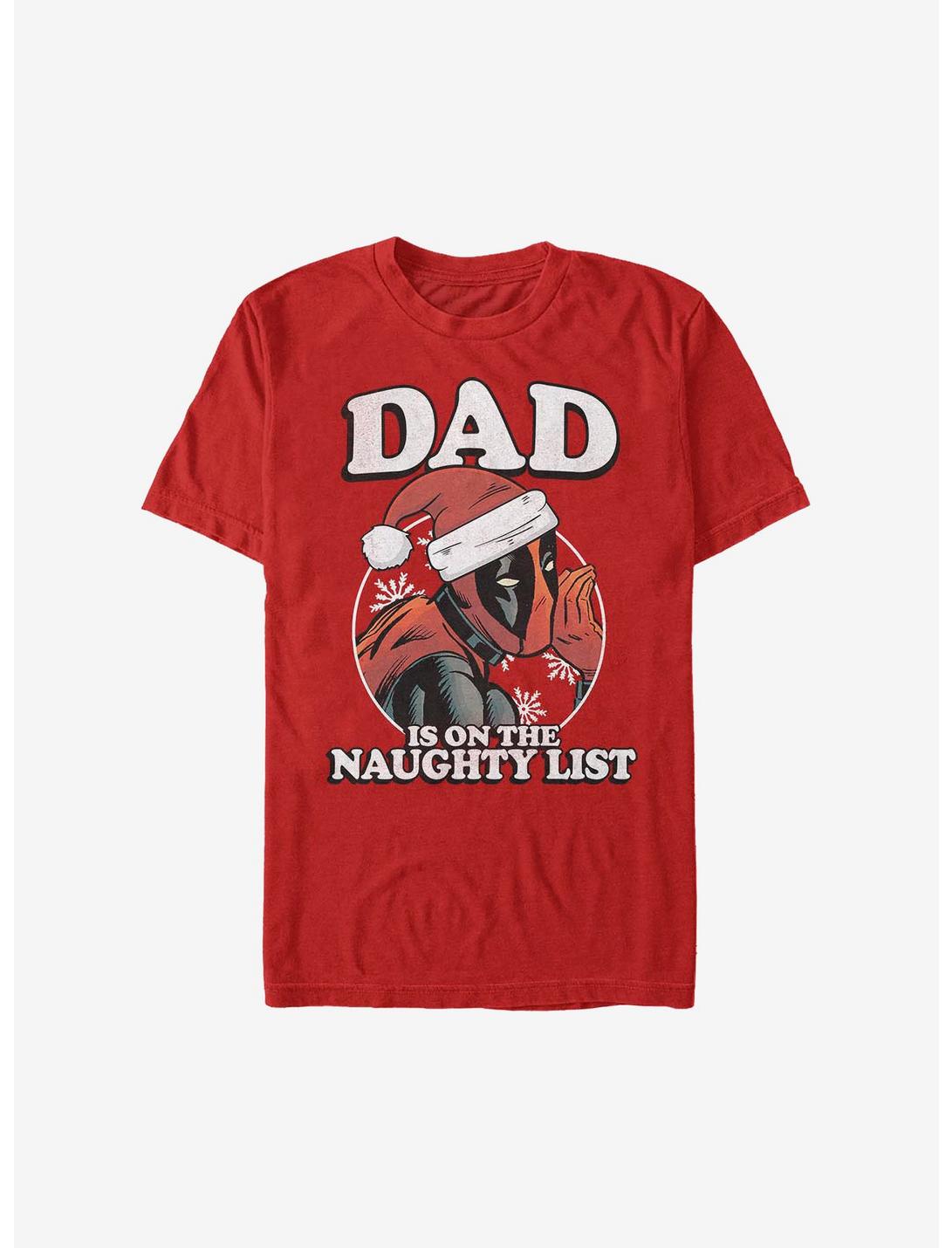 Marvel Deadpool Dad Is On the Naughty List Holiday T-Shirt, RED, hi-res