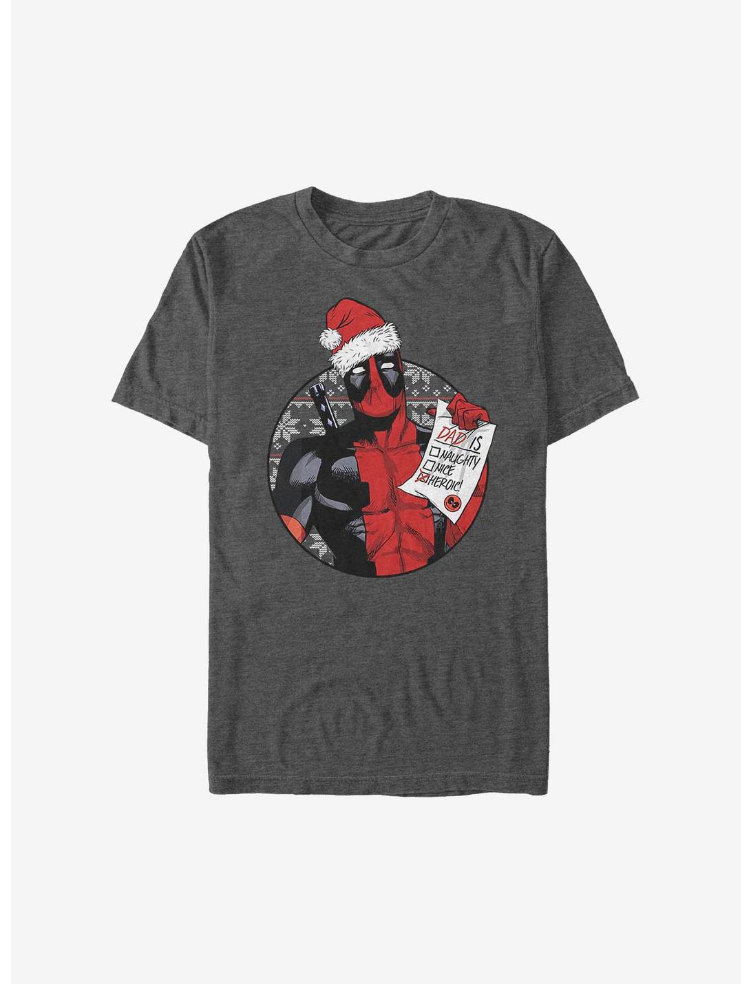 Marvel Deadpool Dad Is On the Naughty List Holiday T-Shirt, CHAR HTR, hi-res