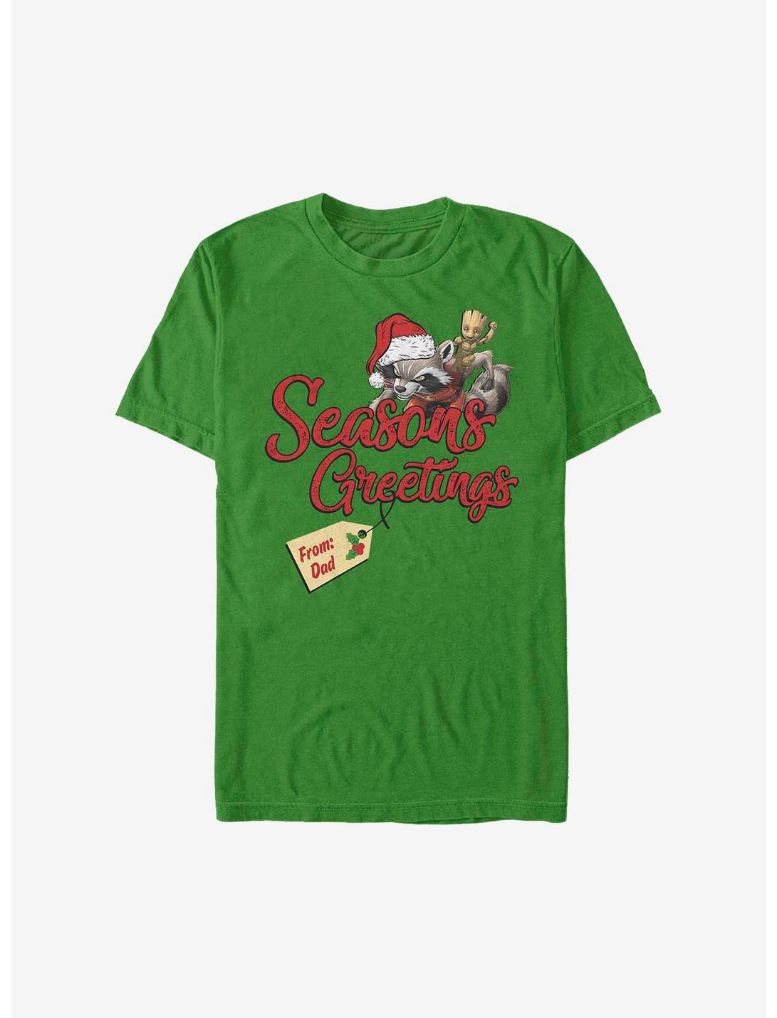 Marvel Guardians Of The Galaxy Seasons Greetings From Dad Holiday T-Shirt, KELLY, hi-res