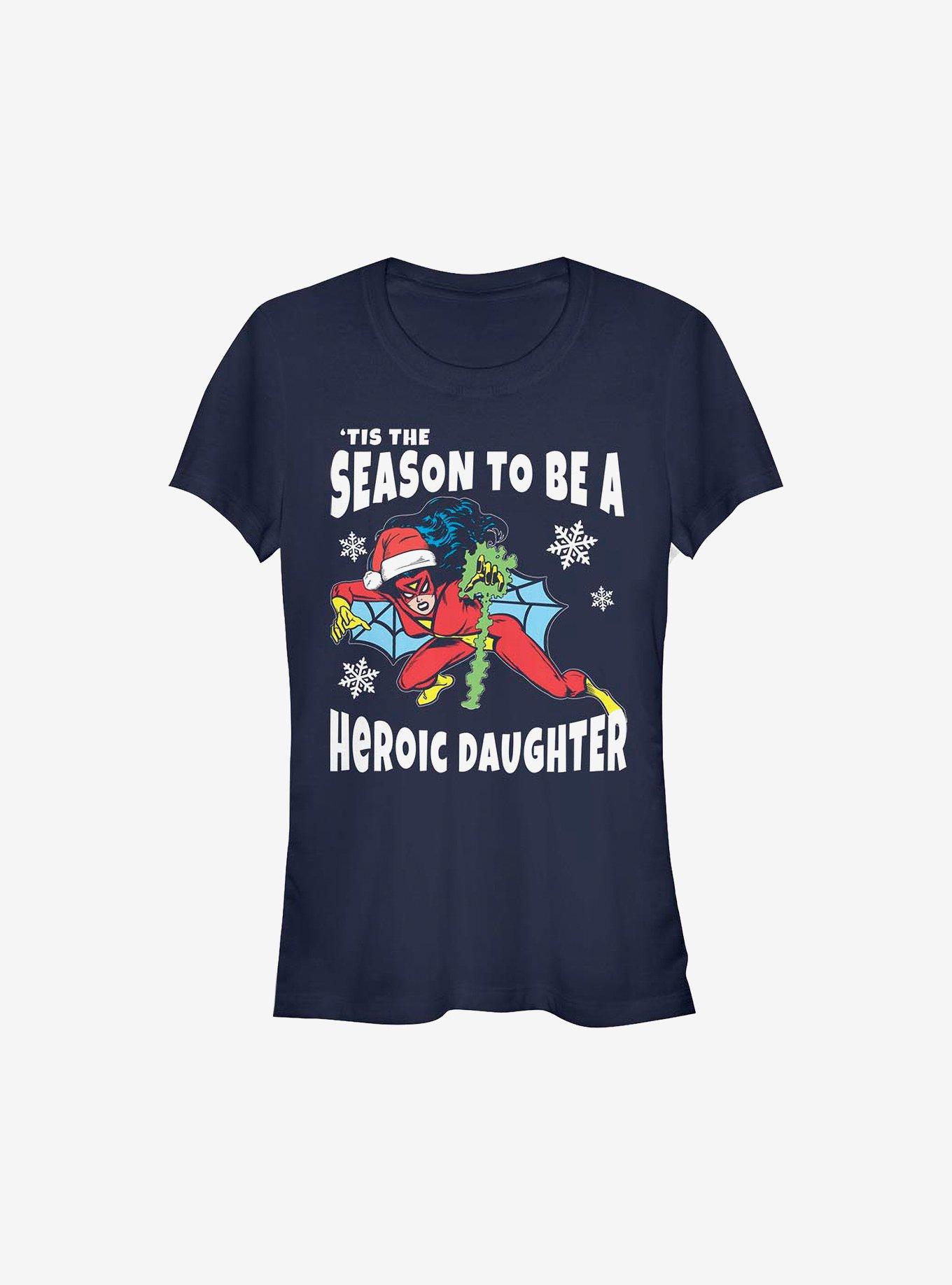 Marvel Heroic Daughter Holiday Girls T-Shirt, NAVY, hi-res