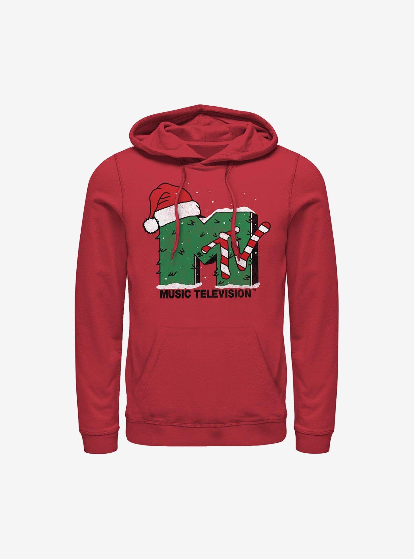 MTV Holiday Logo Hoodie, RED, hi-res