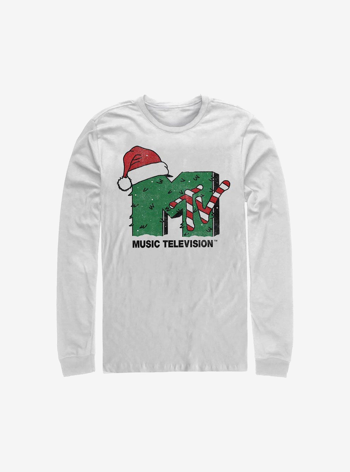 MTV Holiday Logo Long-Sleeve T-Shirt, WHITE, hi-res