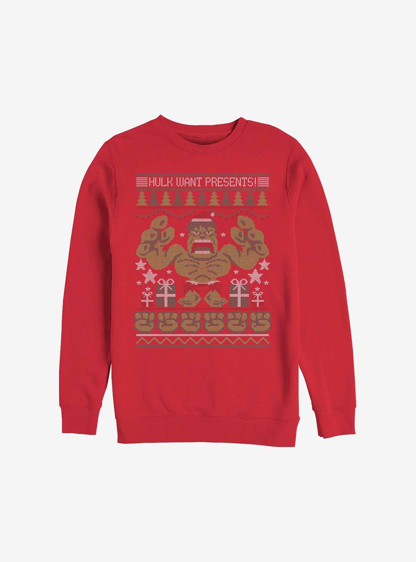 Marvel Hulk Presents Holiday Sweatshirt, RED, hi-res