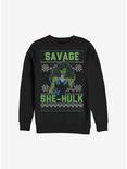 Marvel Hulk She Hulk Christmas Pattern Sweatshirt, BLACK, hi-res